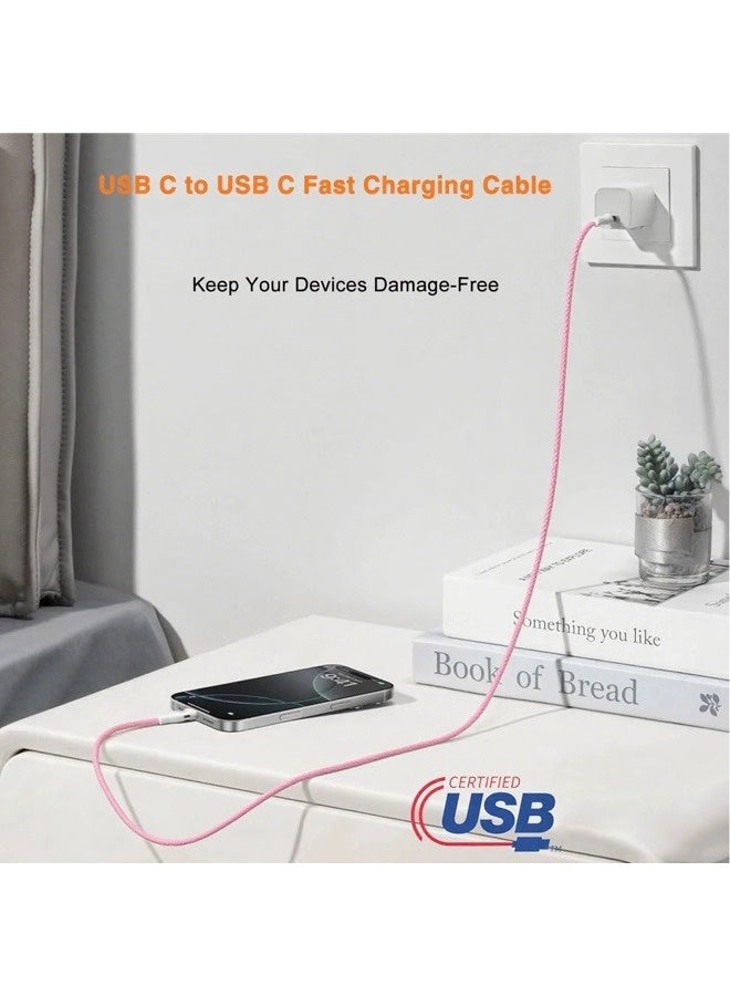 شيبشيب كابل شحن USB-C إلى USB-C مضفّر من النايلون بطول 2 متر (عبوة من قطعتين)، قدرة 20 واط، كابل شحن طويل - Image 4